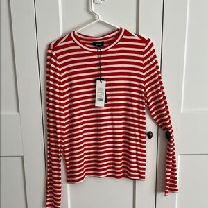 ME+EM Red and White Striped Long Sleeve Tee